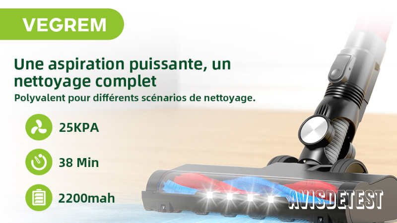 Lire la suite à propos de l’article VEGREM Aspirateur Balai Sans Fil 25Kpa Avis